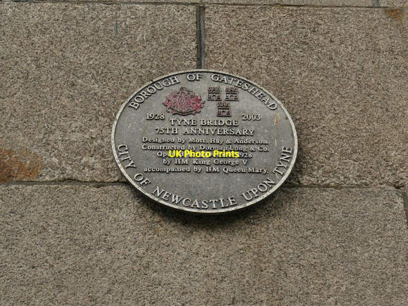Photo 6"x4" Plaque on the south tower of the Tyne Bridge Newcastle upon Tyne c2021