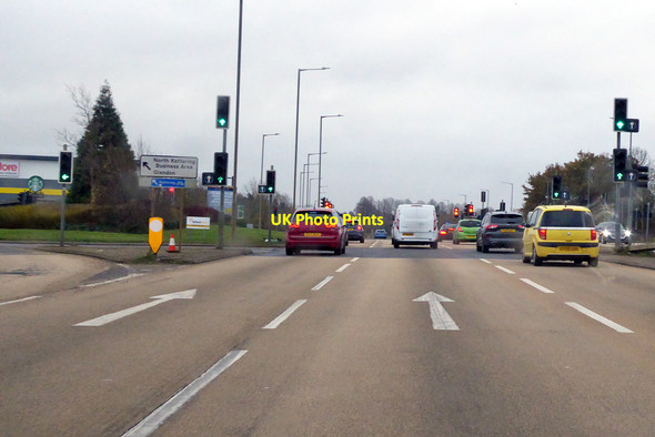 Photo 6"x4" Traffic lights on southbound A43 Rushton\/SP8482 c2021