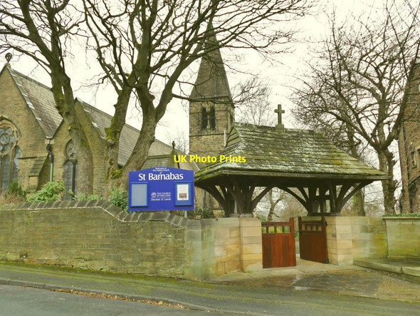 Photo 6"x4" Lychgate of St Barnabas church, Heaton Shipley\/SE1437 c2021