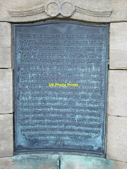 Photo 6"x4" Plaque at Trent Bridge Cricket Ground West Bridgford c2021