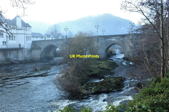 Photo 6"x4" A winters day view of River Dee and road bridge Llangollen c2021