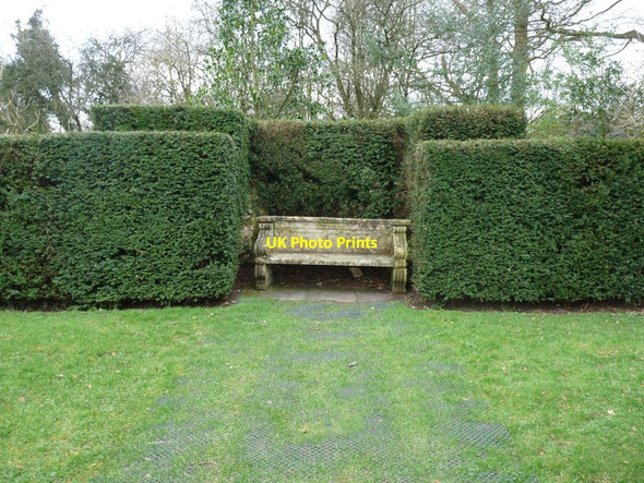 Photo 6"x4" Stone bench in a Yew hedge Cotes\/SD4886 c2015