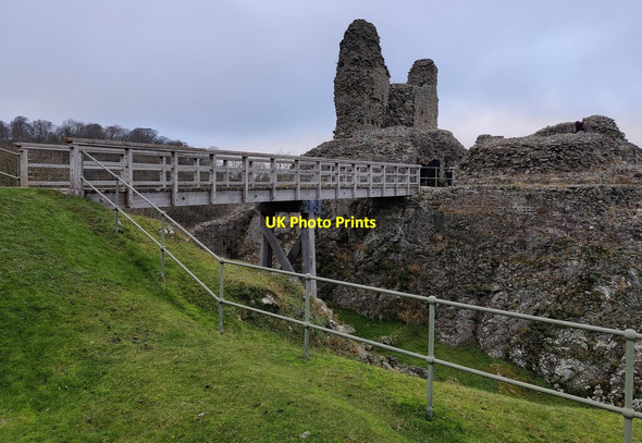 Photo 6"x4" Footbridge across the inner ditch at Montgomery Castle Montgomery c2021