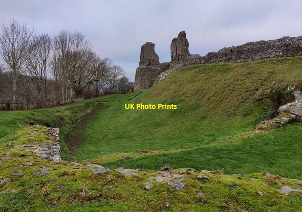 Photo 6"x4" Earthworks along the west side of Montgomery Castle Montgomery c2021