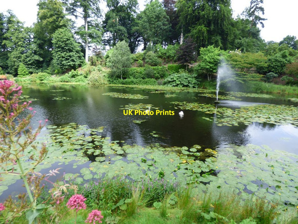 Photo 6"x4" Fountain in the lake at Henbury Hall Longmoss c2017 P1