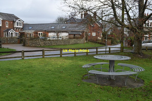 Photo 6"x4" Metal seat and table at Owslebury Owslebury c2021