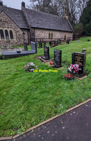 Photo 6"x4" Marble gravestones, Llanvair Discoed Llanvair-Discoed c2021