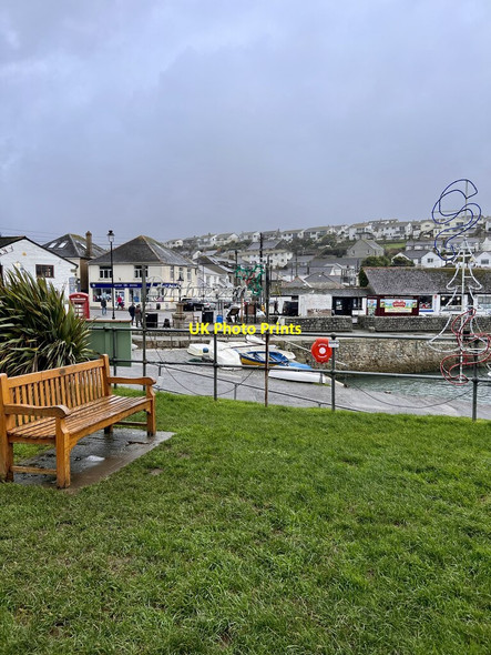 Photo 6"x4" Seat and Grass Porthleven c2021