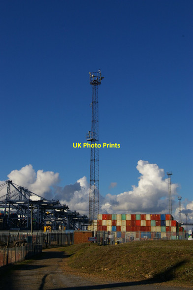 Photo 6"x4" Port of Felixstowe: container park seen from Landguard Fort Left Battery Felixstowe c2021