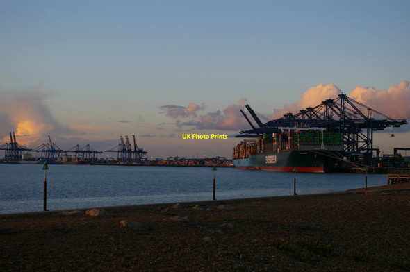 Photo 6"x4" Port of Felixstowe seen from Landguard Point The Port of Felixstowe c2021