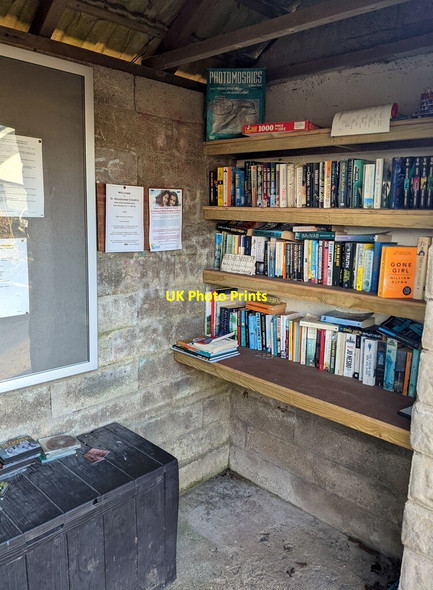 Photo 6"x4" Books in a Maypole bus shelter, Monmouthshire Maypole\/SO4716 c2022