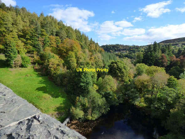 Photo 6"x4" View downstream from the Dam Llanwddyn c2016
