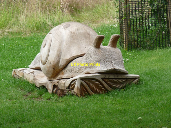 Photo 6"x4" Carved wooden snail Tyntesfield c2015