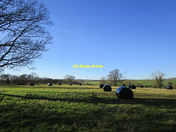 Photo 6"x4" Field with baled hay, Manthorpe Grantham c2022