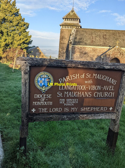 Photo 6"x4" St Maughans Church nameboard St Maughans c2022
