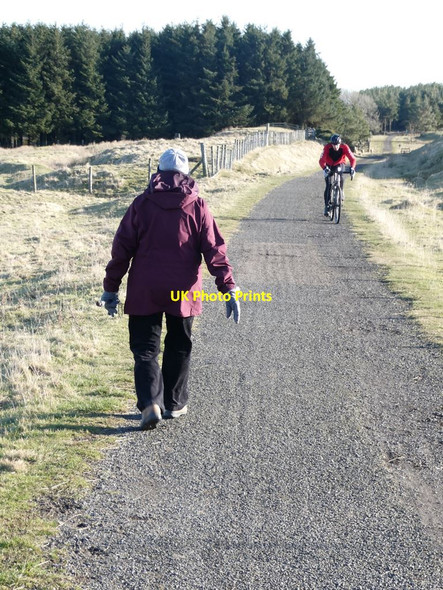 Photo 6"x4" Walker and cyclist on the Waskerley Way Waskerley c2022