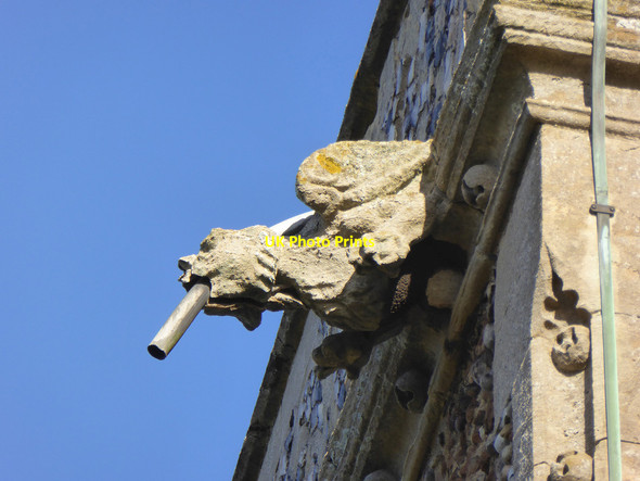 Photo 6"x4" Gargoyle, Brantham church tower Brantham c2017