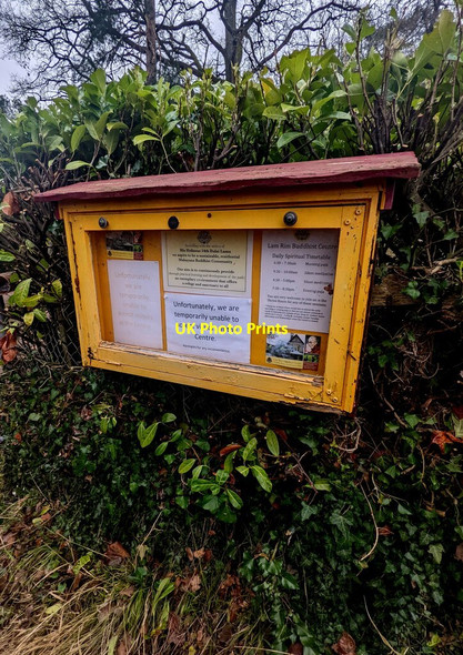 Photo 6"x4" Lam Rim Buddhist Centre noticeboard, Penrhos, Monmouthshire Penrhos\/SO4111 c2022
