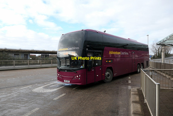 Photo 6"x4" Adventure Coachlines coach at Port Talbot Parkway interchange Port Talbot c2022