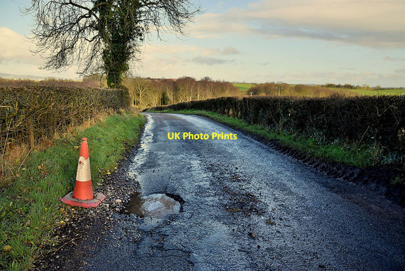 Photo 6"x4" Pothole along Ballynahatty Road Fintona c2022