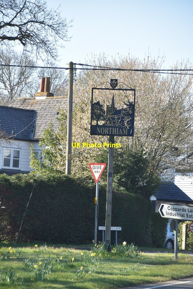 Photo 6"x4" Northiam village sign Northiam c2021