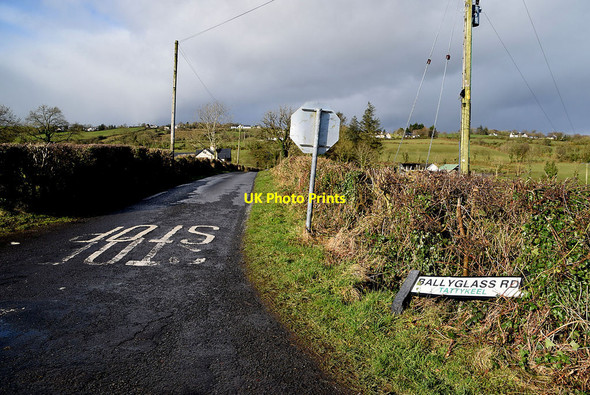 Photo 6"x4" Damaged road sign along Ballyglass Road, Tattykeel Dromore\/H3562 c2022