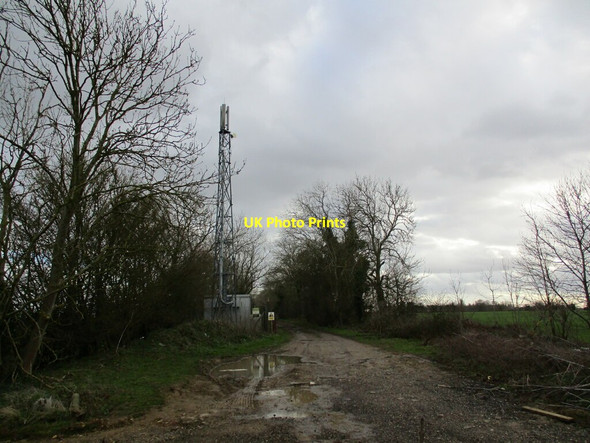 Photo 6"x4" Communication mast and farm track Wothorpe c2022