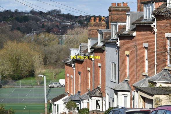 Photo 6"x4" Houses in Palmer Road, with tennis courts below Salisbury c2022