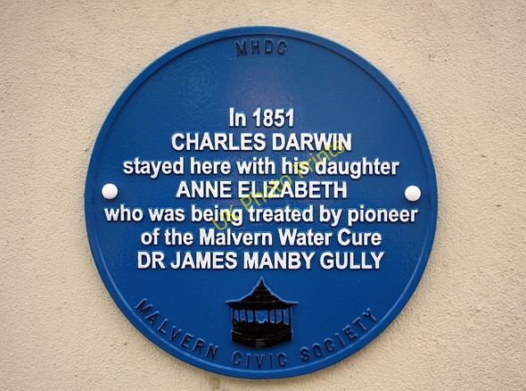 Photo 6"x4" Darwin plaque, Montreal House, Malvern Great Malvern c2009