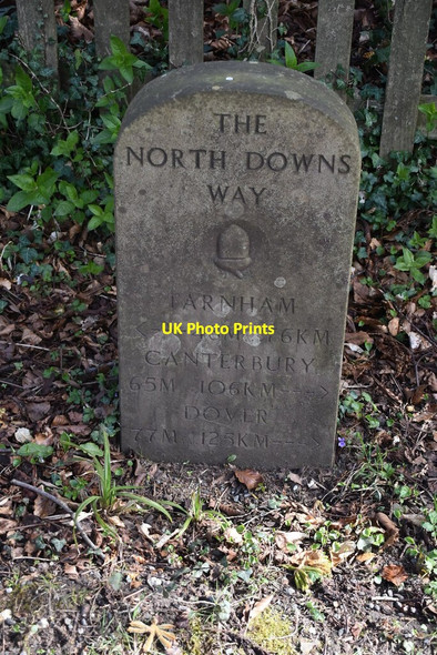 Photo 6"x4" Milestone, North Downs Way Hill Park\/TQ4355 c2021