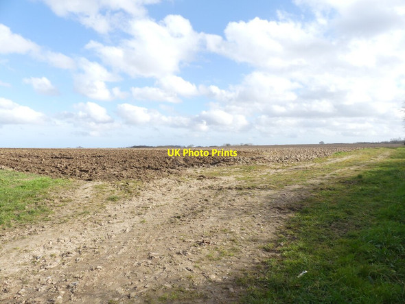 Photo 6"x4" Ploughed field with grass headland Cat's Common c2022