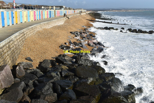 Photo 6"x4" Beach and beach huts at Milford on Sea Milford on Sea c2022