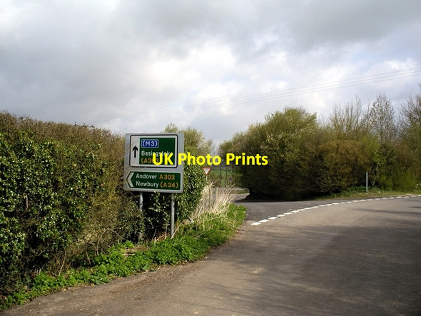 Photo 6"x4" Junction of minor road with A303 Upper Bullington c2006