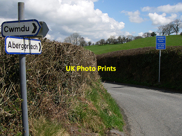 Photo 6"x4" Road Sign Abergorlech c2006