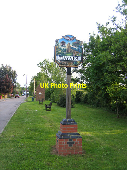 Photo 6"x4" Village sign, Haynes Silver End, Beds Haynes c2006
