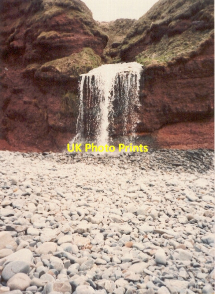 Photo 6"x4" Waterfall, Peppercombe shore Horns Cross\/SS3823 c1985