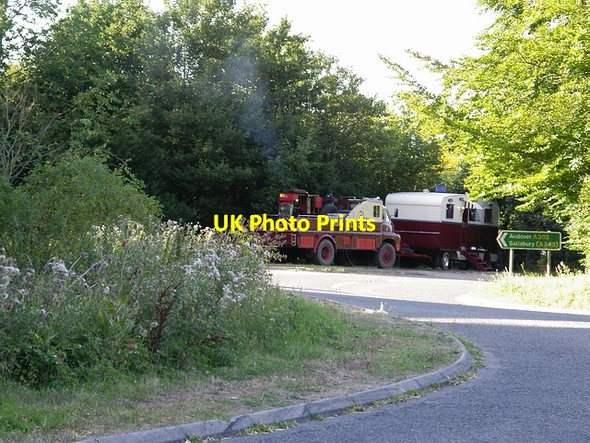 Photo 6"x4" Truck and caravan by the A303 West Stratton c2006