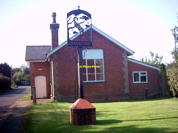 Photo 6"x4" Cransford Village Hall & Village sign Cransford c2006