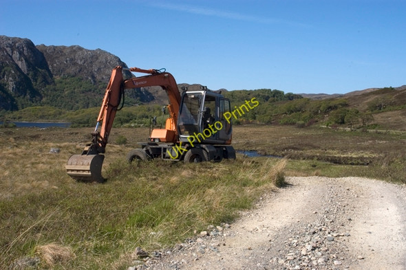 Photo 6"x4" Excavator by the track from Kernsary Londubh c2009