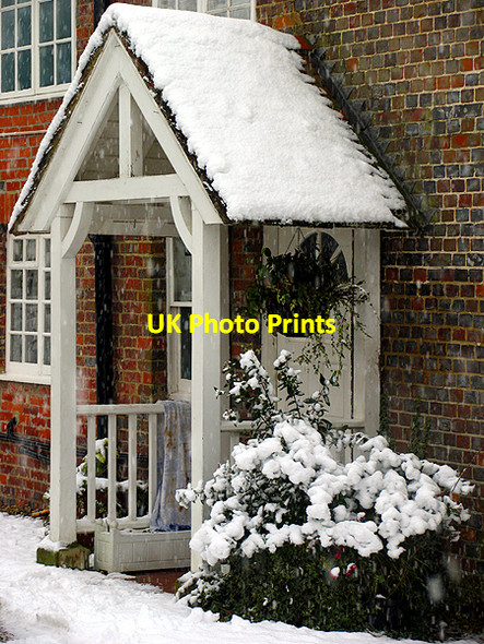 Photo 6"x4" Snow Falling on residence: Woolhampton Woolhampton c2007
