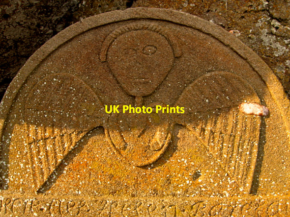 Photo 6"x4" Winged soul, or cherub; Nether Kirkyard, St Cyrus St Cyrus c2007