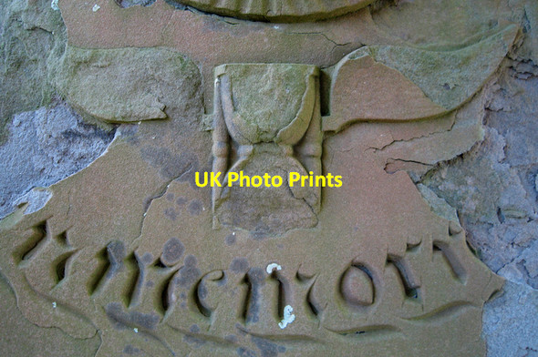 Photo 6"x4" Gravestone with winged hour glass; St Mary of the Storms, Cowie Stonehaven c2007
