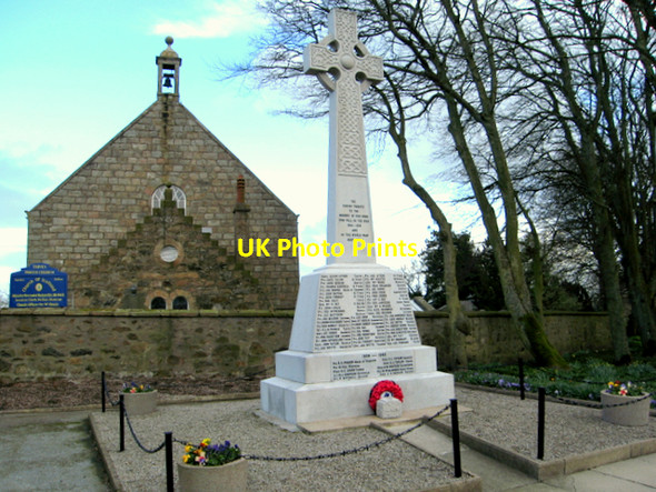 Photo 6"x4" Tarves war memorial and church Tarves c2007