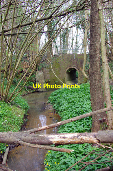 Photo 6"x4" Stream under Gribble Bridge Lane Woolpack Corner c2007