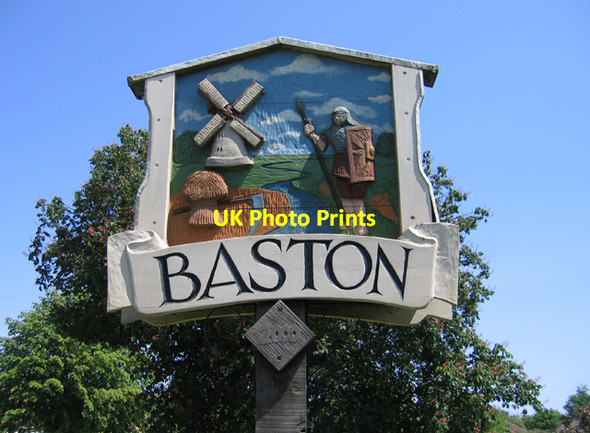 Photo 6"x4" Village sign detail, Baston, Lincs Baston c2007