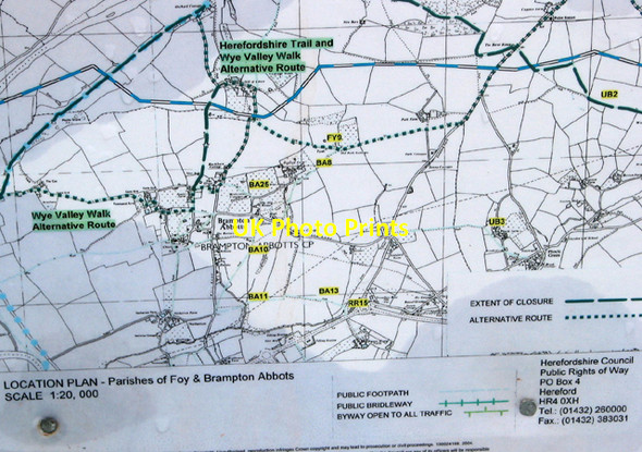 Photo 6"x4" Public notice about pipeline installation Brampton Abbotts c2007