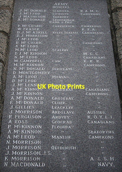 Photo 6"x4" Tarbert War Memorial - First  World War-Army Names Direcleit c2007