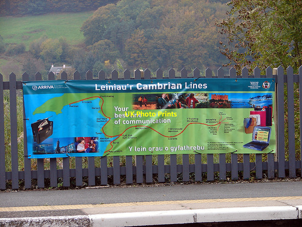 Photo 6"x4" Cambrian Lines banner at Machynlleth station Machynlleth c2007