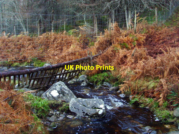 Photo 6"x4" Deer fence crossing the burn, Strath Rusdale Allt Coire a' Chaorainn M\u00f2r c2007