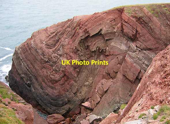 Photo 6"x4" Folded Old Red Sandstone at St Annes Head Kete c2005